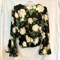 Another Story flowy blouse floral flare size small ruffle silky long sleeve top