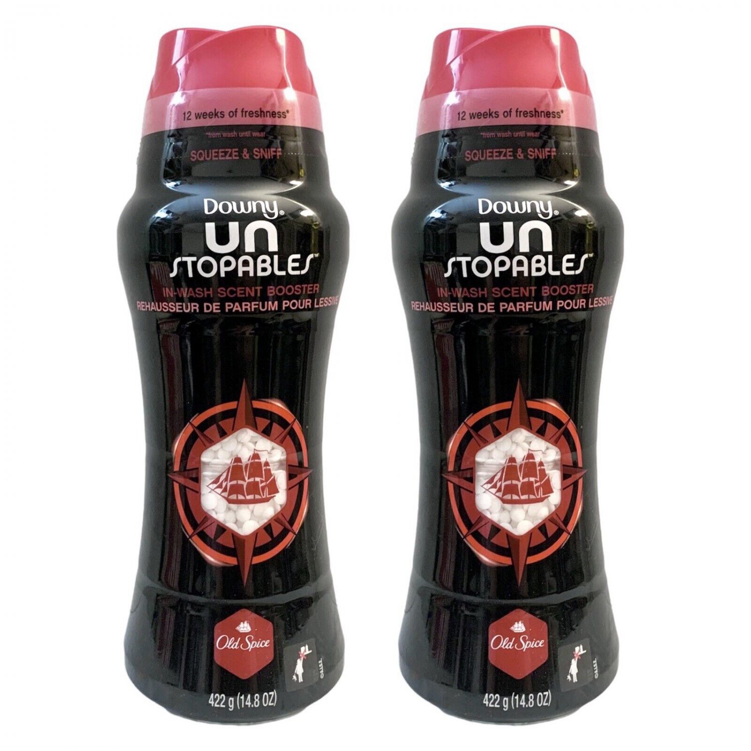 2x JUMBO Downy Unstopables inWash Scent Booster Beads Old Spice 14.8 oz EA New