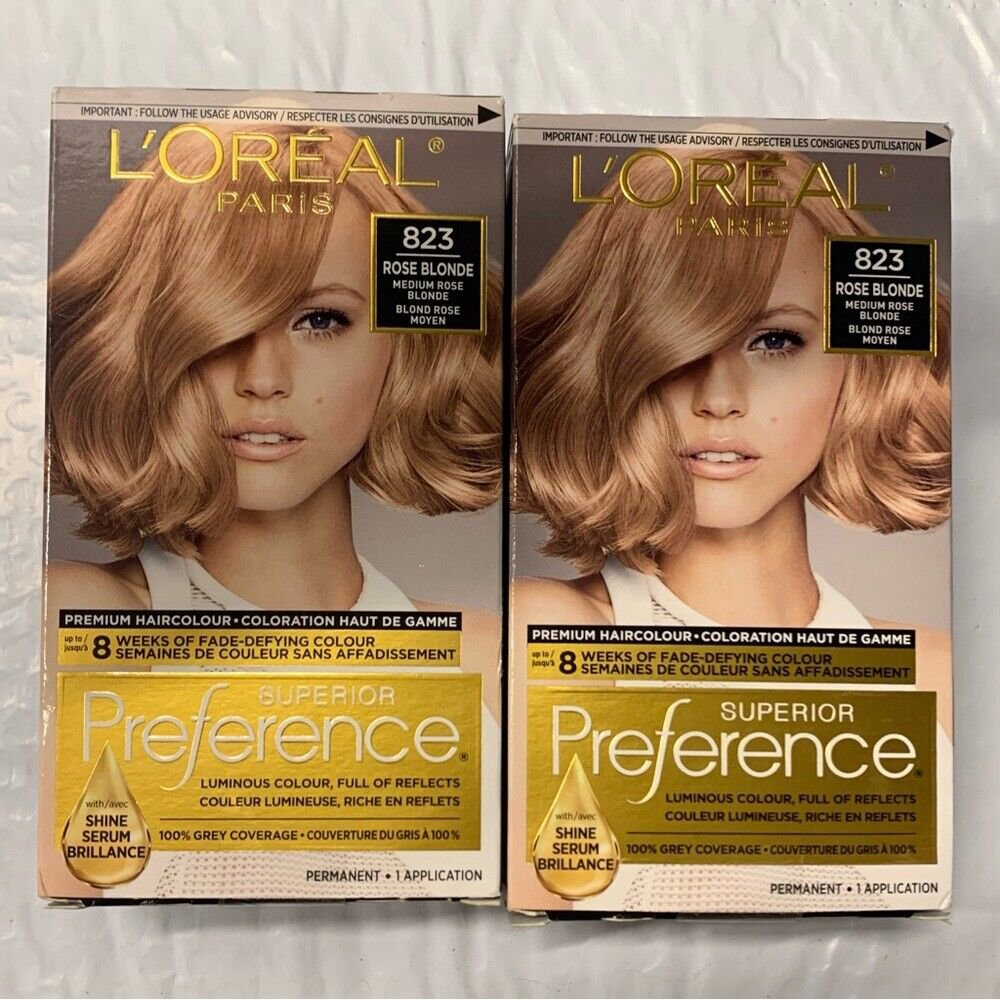 2Pack Loreal superior preference permanent hair color 823 medium rose blonde NEW