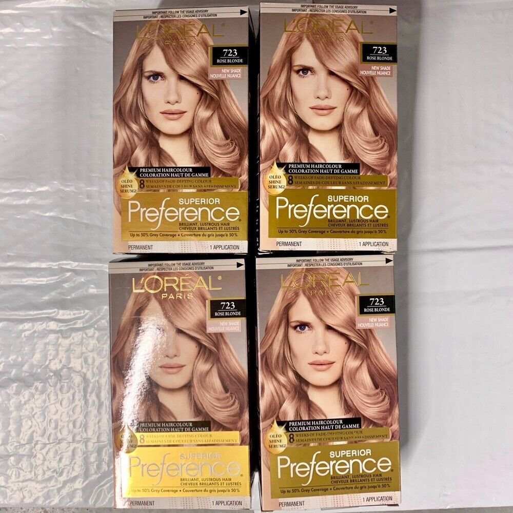 4 Pack Loreal superior preference permanent hair color dye 723 rose blonde NEW