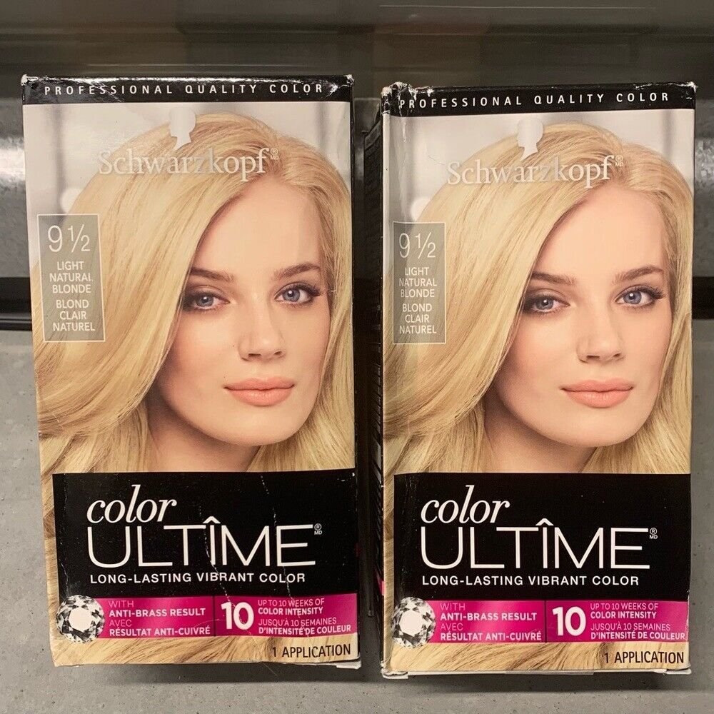 2 Pack Schwarzkopf Color Ultime Permanent Hair Color 9.5 Light Natural Blonde