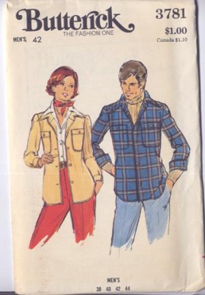 Butterick Mens 42 Shirt Jacket Pattern Uncut Womens Too