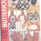 Pattern Kitchen Acessories Apron Napkins Placemats Pot Holders & Mitt Butterick 4147