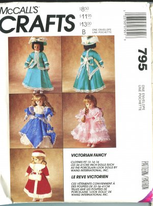 McCalls Victorian Fancy Uncut Doll Clothes Pattern 1992