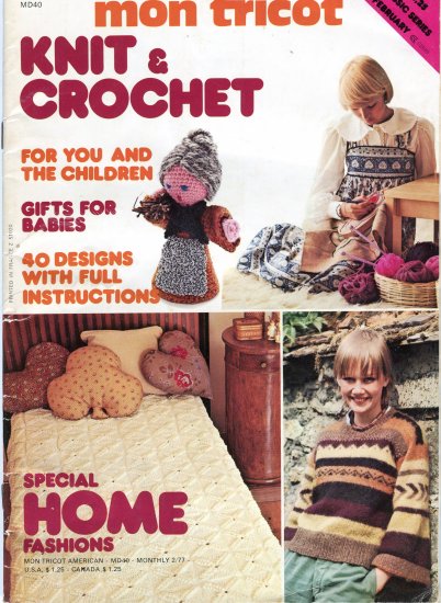 Mon Tricot Knit Crochet Special Home Fashions 2/1977