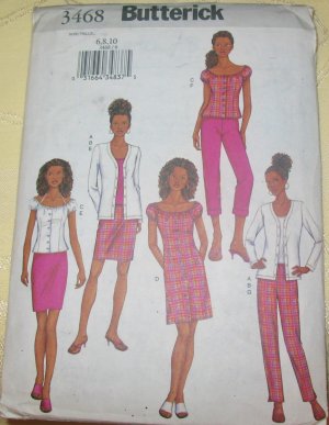 Butterick Misses Pattern 3468 Size 6-8-10 Cardigan Tank Top, Dress, Skirt Pants