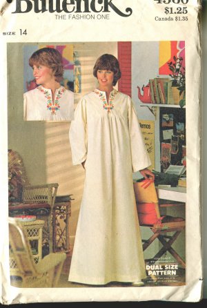 Butterick Misses Pattern 4560 Size 14 Caftan and Transfers