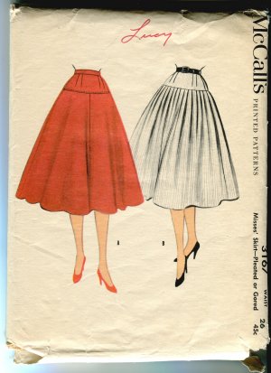 McCalls Misses Skirt Pattern 3167 Pleated or Gored 1955 Waist 26
