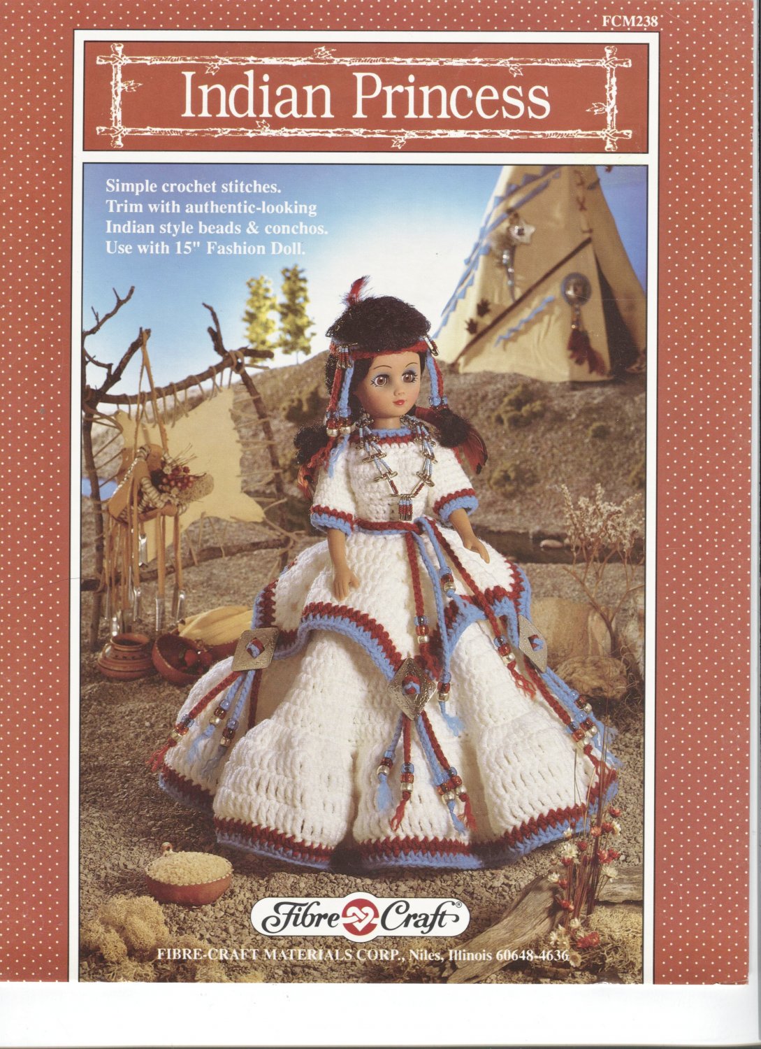 Indian Princess Crochet Pattern Doll Dress Fibre Craft