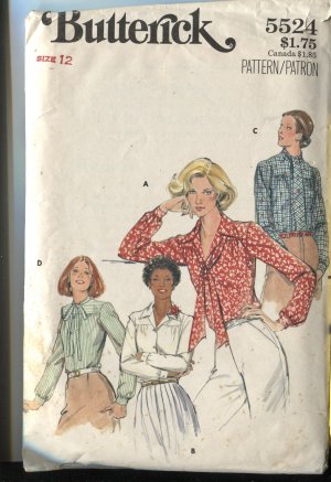 Butterick Misses Pattern 5524  Size 12 Blouses