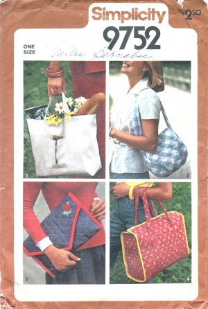 Simplicity 9752 Pattern for 4 Bags 1980