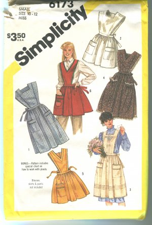 Simplicity 6173 Size Small 10-12 Full Apron Pattern 1983