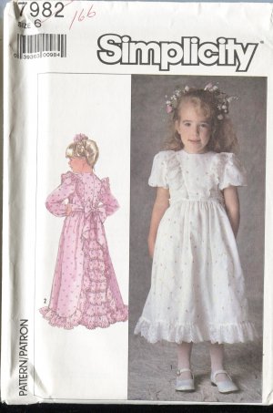 Simplicity 7982 Size 6 Pattern Childs Dress in 2 Lengths 1987 Unused