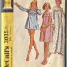 McCalls Pattern 3035 Misses Nightgown and Panties Size 12-14 1971 Uncut