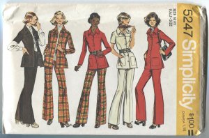 Simplicity Pattern 5247 Unlined Shirt Jacket and Pants Size 16  1/2 Uncut