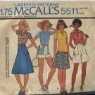 McCalls Pattern 5511 Size 12 Misses 1977 Top and Culottes Shorts Tennis Golf Sports