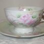 Hand Painted China Cup and Saucer Pink Roses Germany 1907