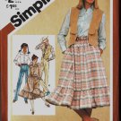 Simplicity 9851 Size 10 Misses Western Style Skirt Vest Blouse Square Dance 1980 1982