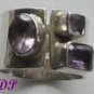 Sterling Modernist Amethyst Wide Band Ring 3 Gemstones