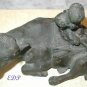 Asian Bronze Ox and Boy with Flute INKWELL Temple Toy