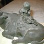 Asian Bronze Ox and Boy with Flute INKWELL Temple Toy