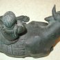 Asian Bronze Ox and Boy with Flute INKWELL Temple Toy