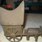 Asian Bronze Ox and Cart Temple Toy Tibet Buddhist Wagon