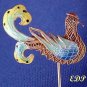 Chinese Enamel Rooster Bird Cock Pheasant Pin Filigree