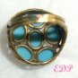 Victorian Brass Persian Blue Turquoise Color Stone Ring