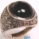 Chinese Mandarin Silver UNISEX Agate Ring Sz 10 Dragon