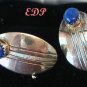Native American Sterling Lapis Navajo Earrings Oval