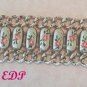 Hand Painted Enamel Roses Link Bracelet Signed WIDE
