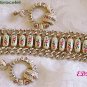 Hand Painted Enamel Roses Link Bracelet Signed WIDE