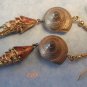Vintage Enamel Articulated Fish Koi & Snail Earrings