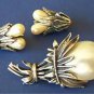 Botticelli Faux Pearl Large Flower Brooch Clip Earrings