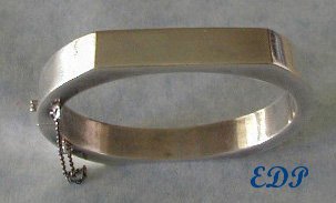 Sterling Modernist Hinged Bangle Bracelet Italy