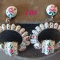 Hand Painted Enamel Roses Screw Earrings Dangle