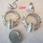 Hand Painted Enamel Roses Screw Earrings Dangle