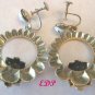 Hand Painted Enamel Roses Screw Earrings Dangle
