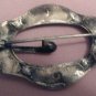 1920-30s Brass Buckle Scarf Sash Pin Brooch Blue Stones