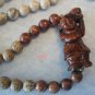 Jasper Oriental Figural Necklace Sterling Floral Clasp