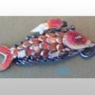Antique Champleve Enamel Articulated Fish Koi Charm