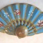 Chinese Enamel FAN Pin Hand Painted Flowers Brooch