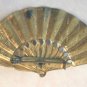 Chinese Enamel FAN Pin Hand Painted Flowers Brooch