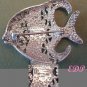 Sterling Reticulated Designer FISH Brooch Pin Gemstone