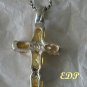 Italian Sterling Gem Citrine CROSS Necklace Christian