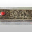 Italian Peruzzi Lipstick Case Coral Etched ART DECO