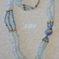 Turquoise Baby Blue Quartz Enamel Cloisonne Necklace