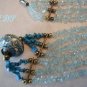 Turquoise Baby Blue Quartz Enamel Cloisonne Necklace
