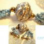 Turquoise Baby Blue Quartz Enamel Cloisonne Necklace